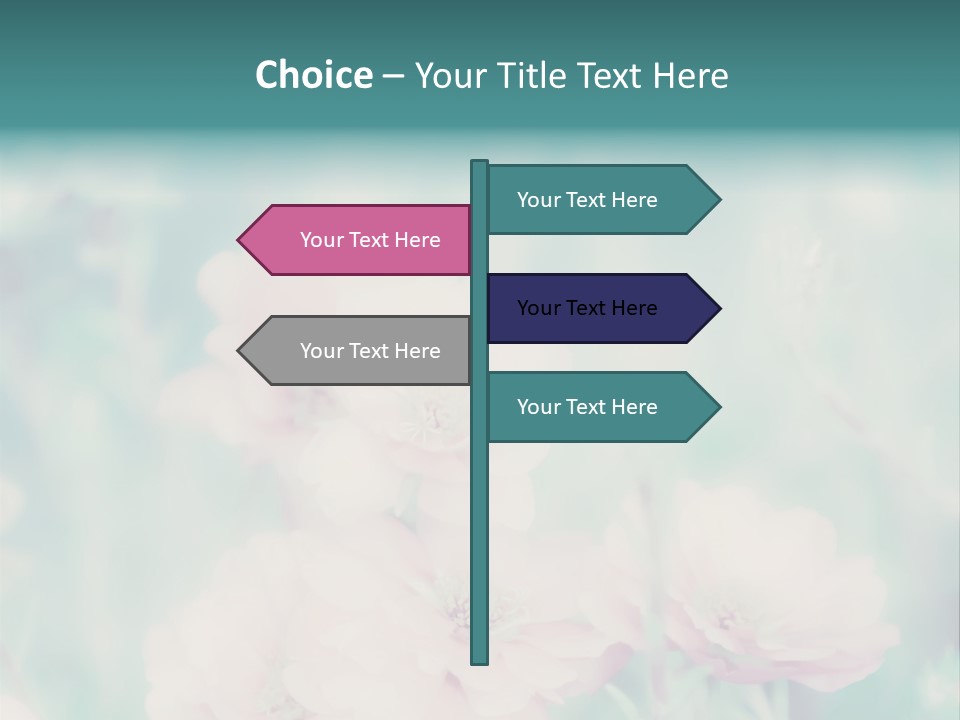 A Bunch Of Pink Flowers On A Green Background PowerPoint Template