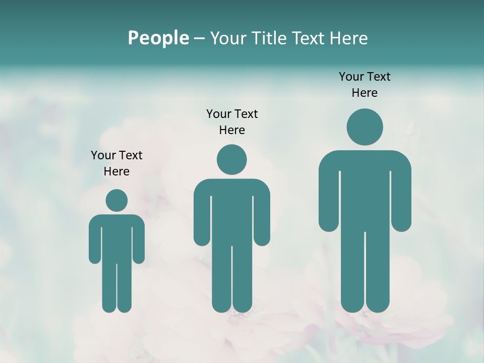 A Bunch Of Pink Flowers On A Green Background PowerPoint Template