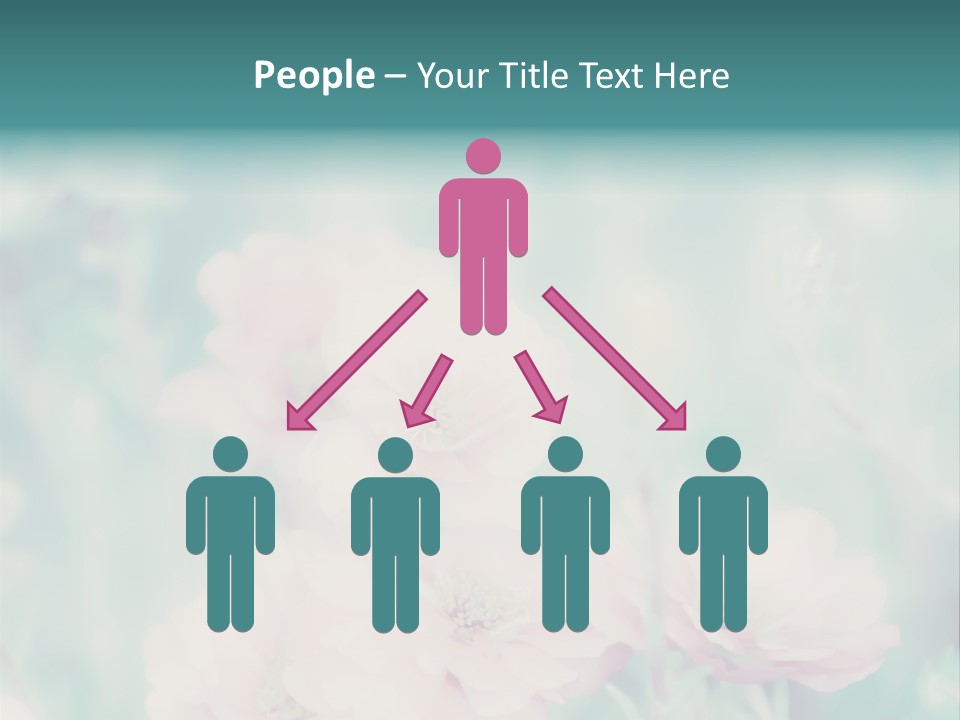 A Bunch Of Pink Flowers On A Green Background PowerPoint Template