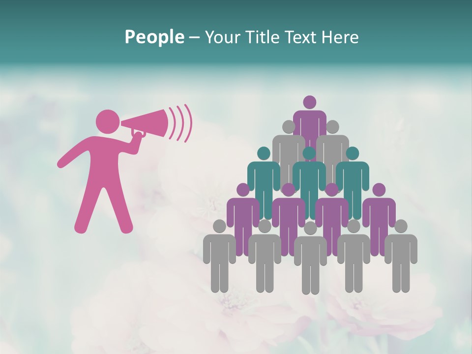 A Bunch Of Pink Flowers On A Green Background PowerPoint Template
