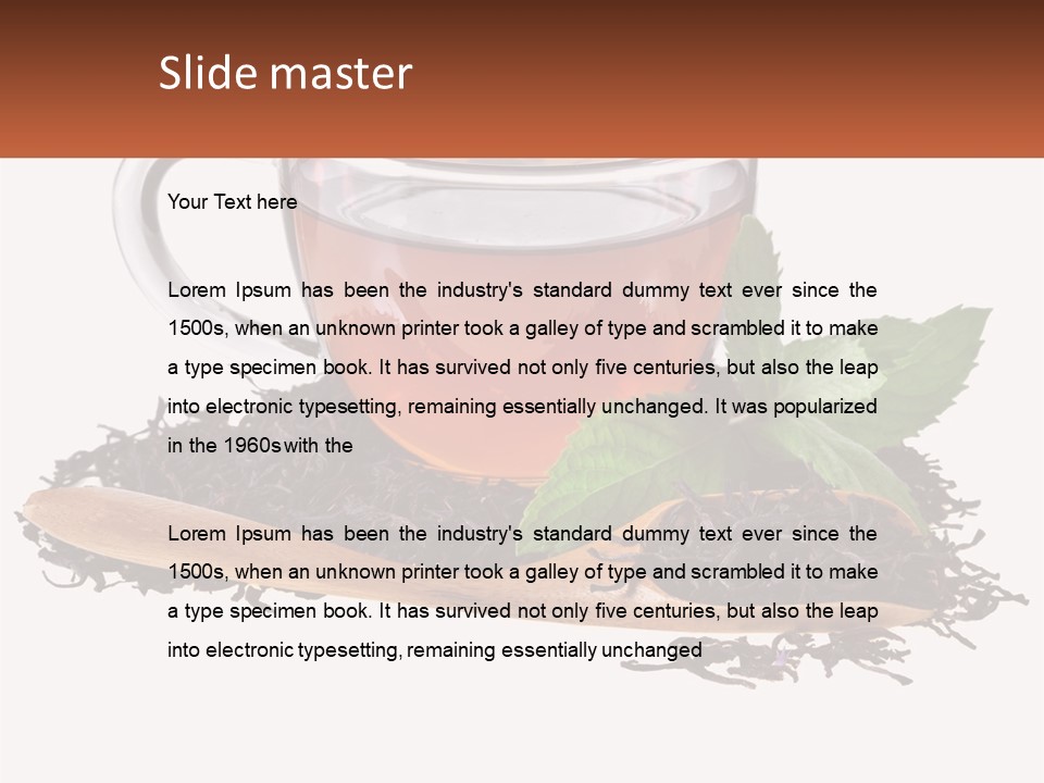 A Cup Of Tea Next To A Wooden Spoon PowerPoint Template