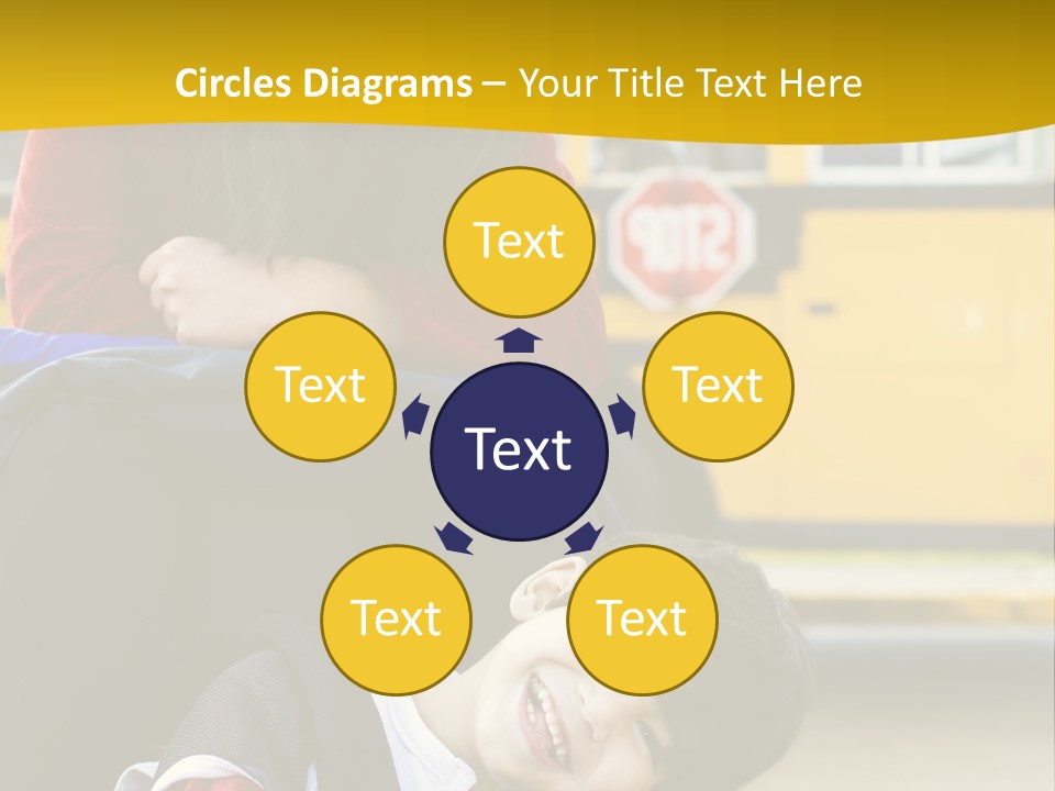 A Woman And A Child Sitting In A Wheel Chair In Front Of A School Bus PowerPoint Template