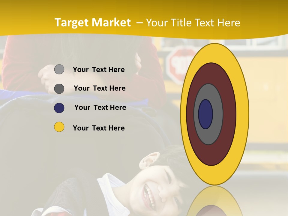 A Woman And A Child Sitting In A Wheel Chair In Front Of A School Bus PowerPoint Template