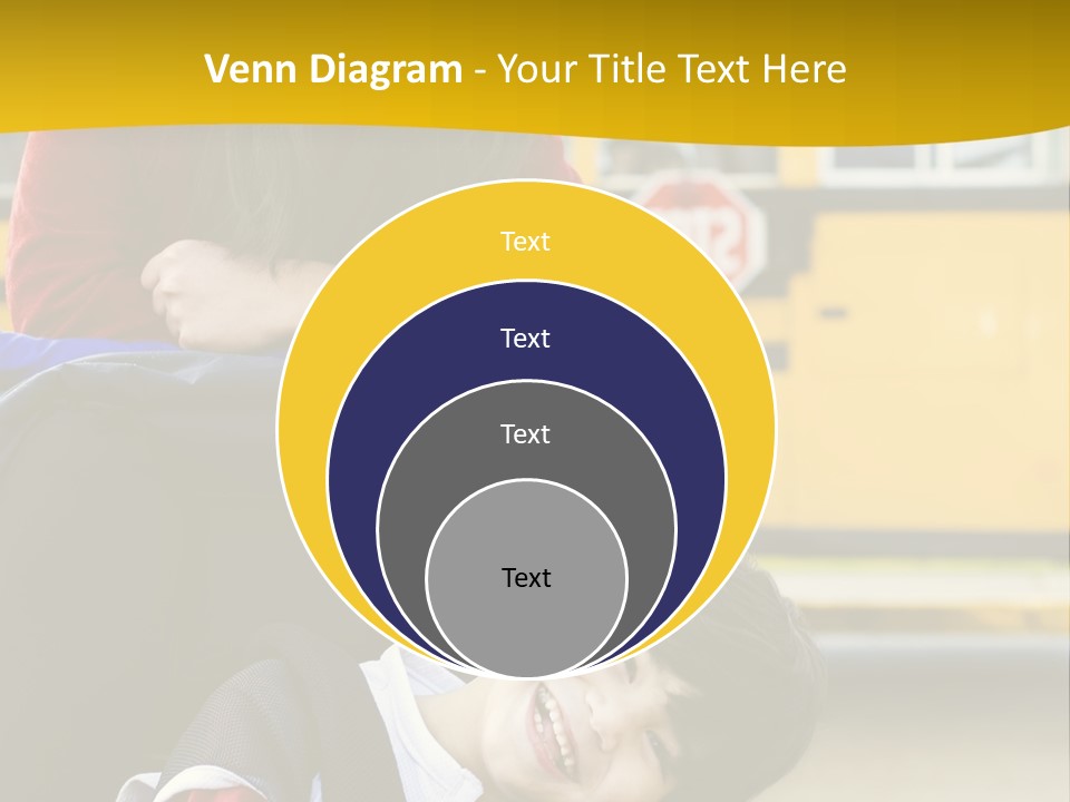 A Woman And A Child Sitting In A Wheel Chair In Front Of A School Bus PowerPoint Template