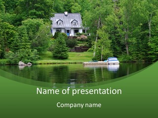 A House Sitting On Top Of A Lush Green Hillside PowerPoint Template