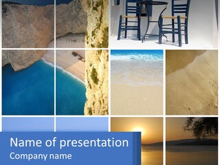 A Collage Of Photos With Chairs And A Table PowerPoint Template