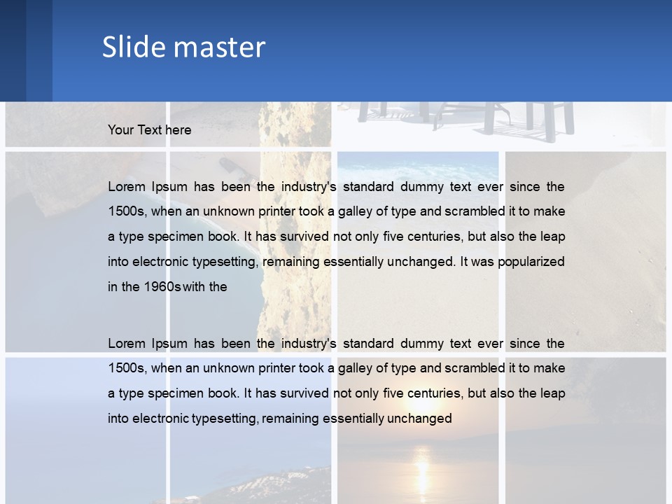 A Collage Of Photos With Chairs And A Table PowerPoint Template