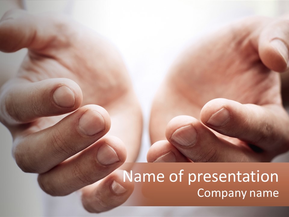 A Person Holding Their Hands Together With The Words Name Of Presentation PowerPoint Template