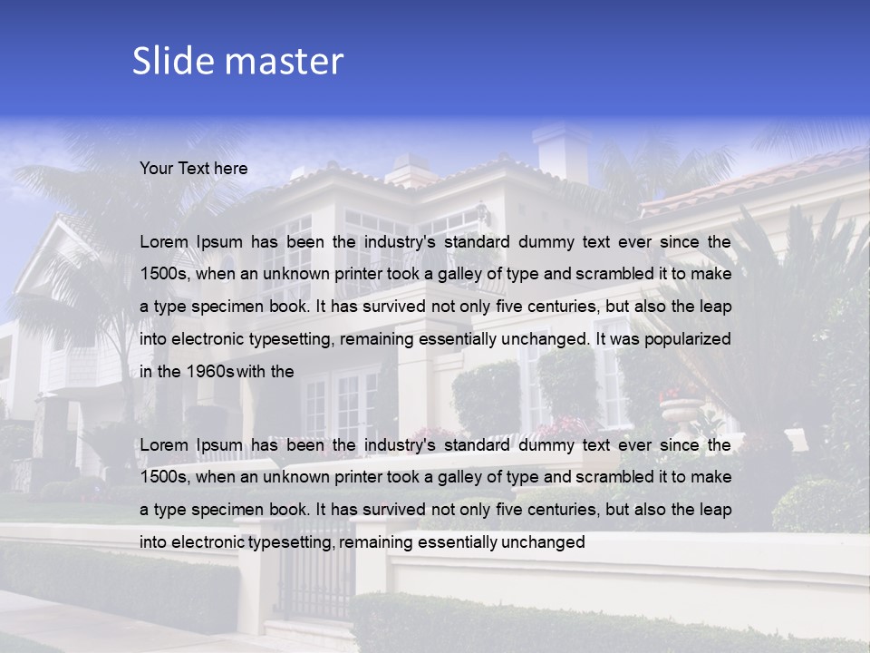 A House With Palm Trees In Front Of It PowerPoint Template