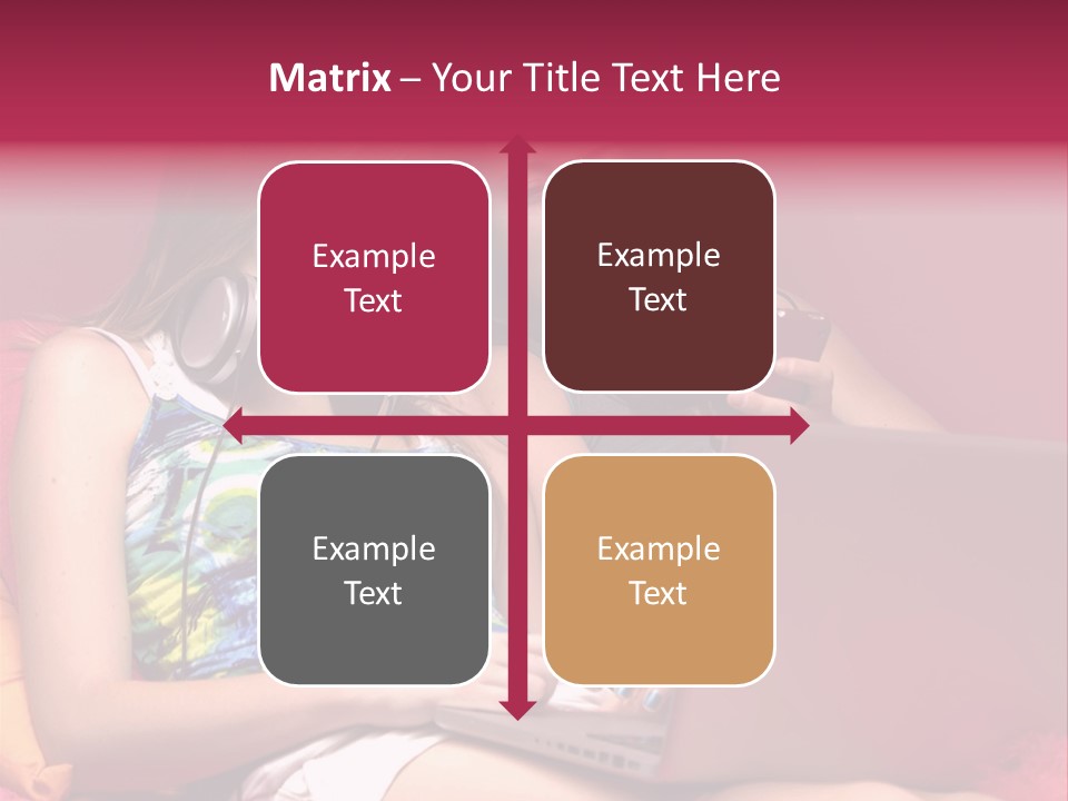 Two Girls Sitting On A Bed With Headphones On PowerPoint Template