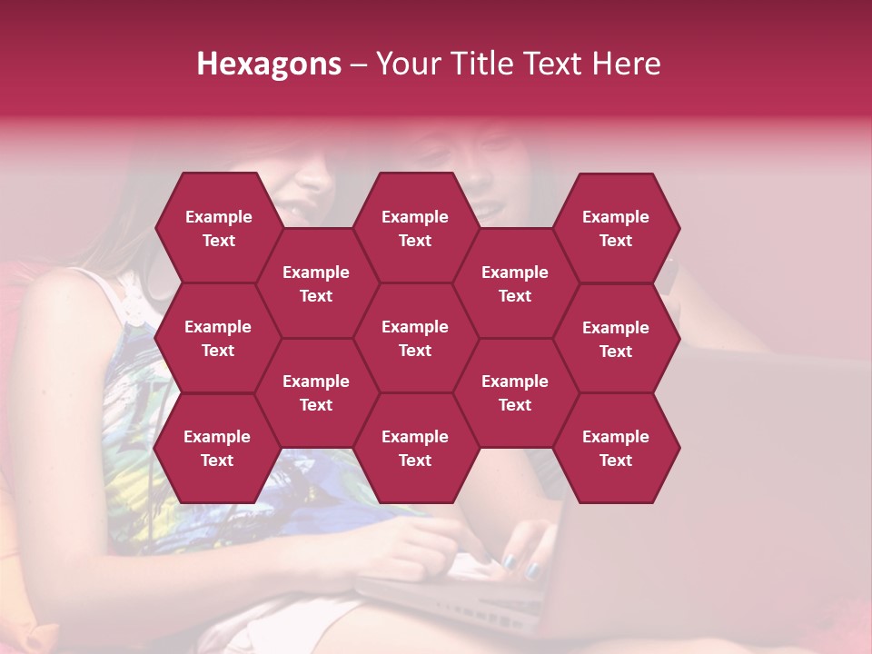 Two Girls Sitting On A Bed With Headphones On PowerPoint Template