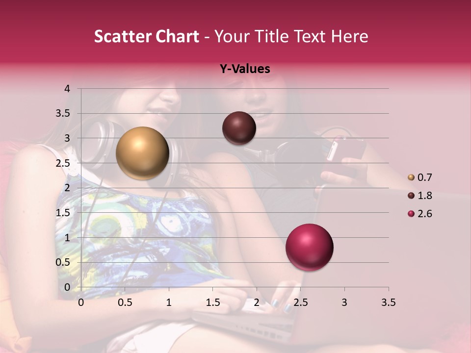 Two Girls Sitting On A Bed With Headphones On PowerPoint Template