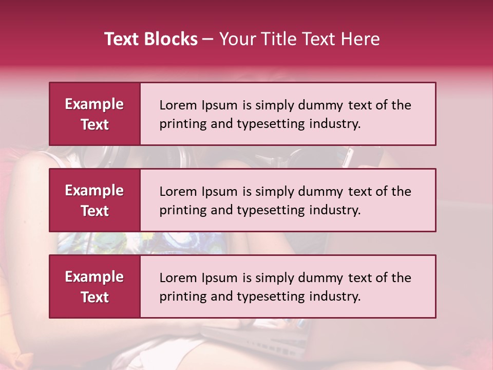 Two Girls Sitting On A Bed With Headphones On PowerPoint Template