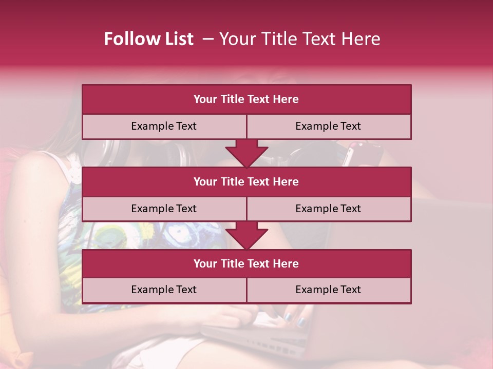 Two Girls Sitting On A Bed With Headphones On PowerPoint Template