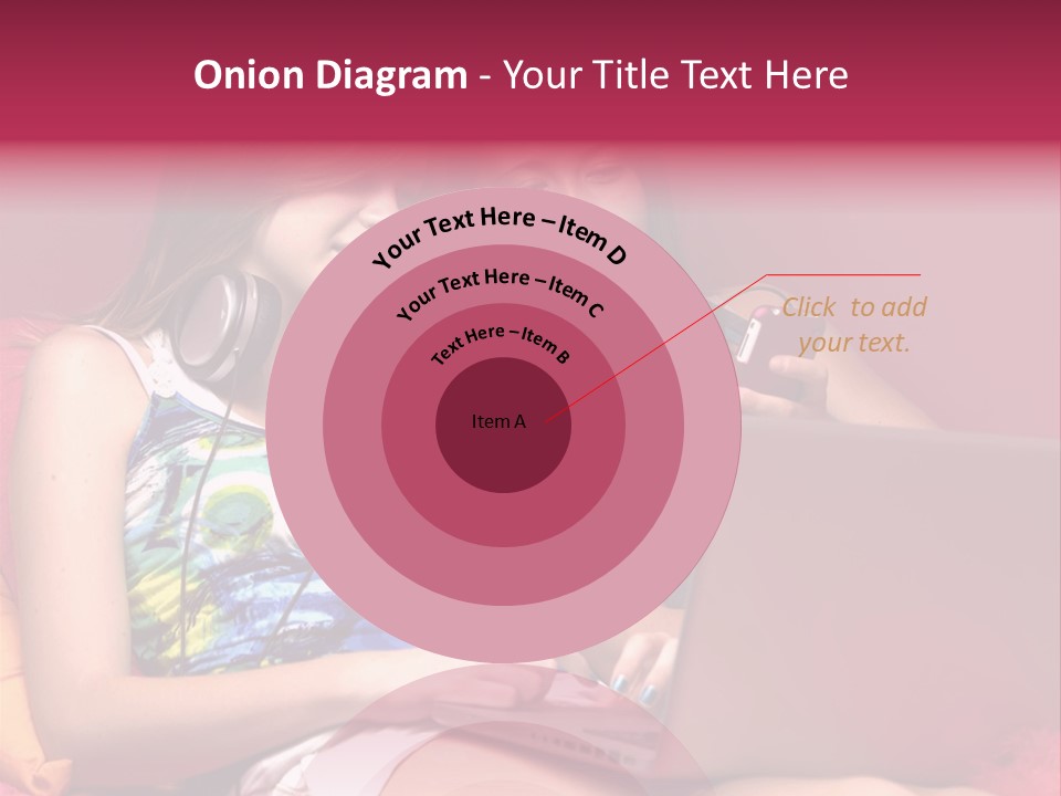 Two Girls Sitting On A Bed With Headphones On PowerPoint Template