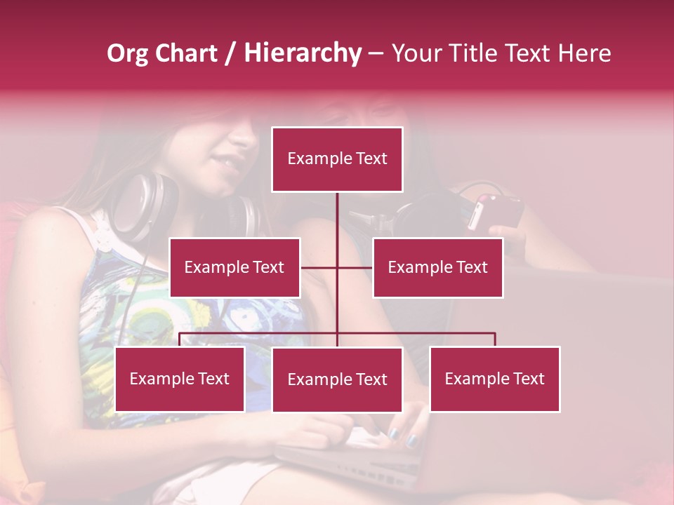 Two Girls Sitting On A Bed With Headphones On PowerPoint Template