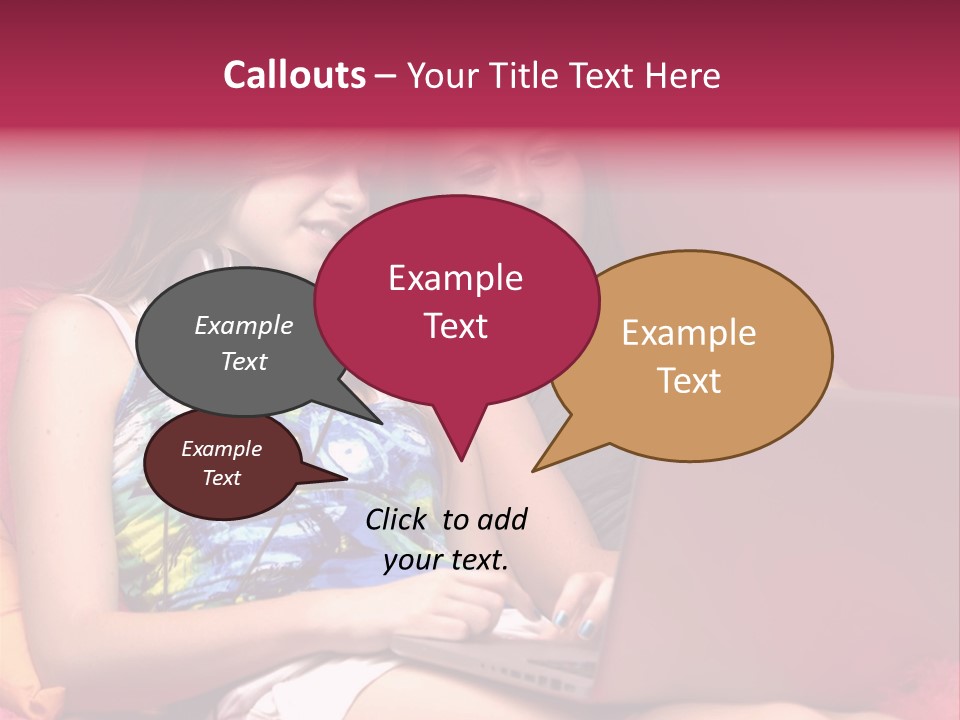 Two Girls Sitting On A Bed With Headphones On PowerPoint Template