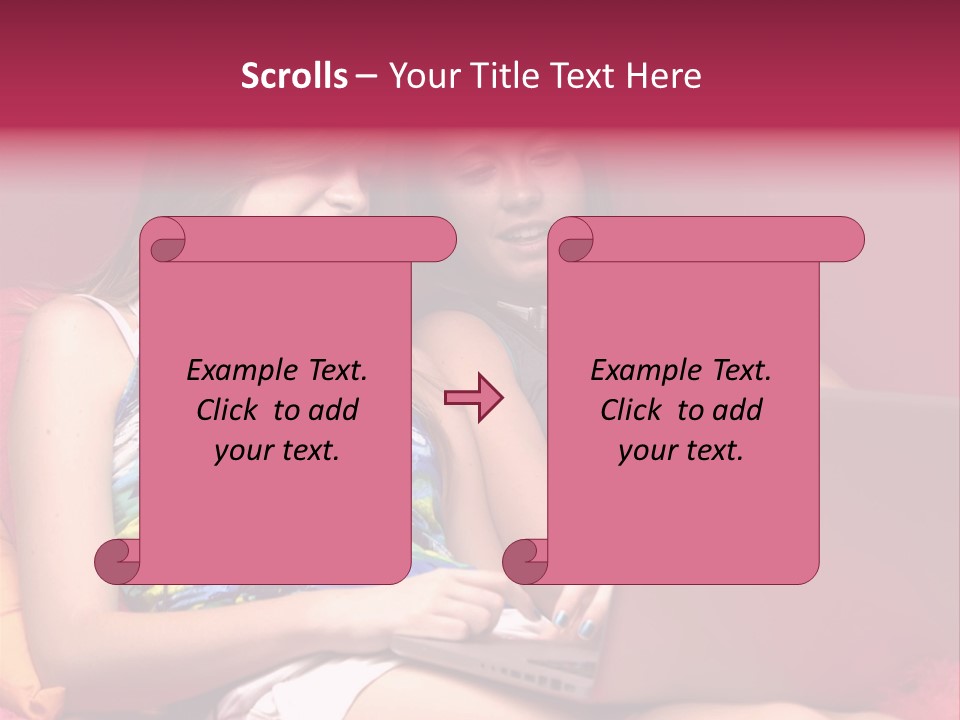 Two Girls Sitting On A Bed With Headphones On PowerPoint Template