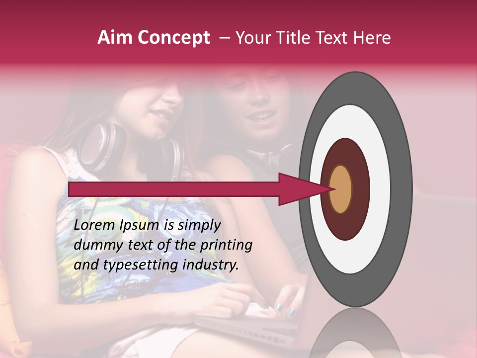 Two Girls Sitting On A Bed With Headphones On PowerPoint Template