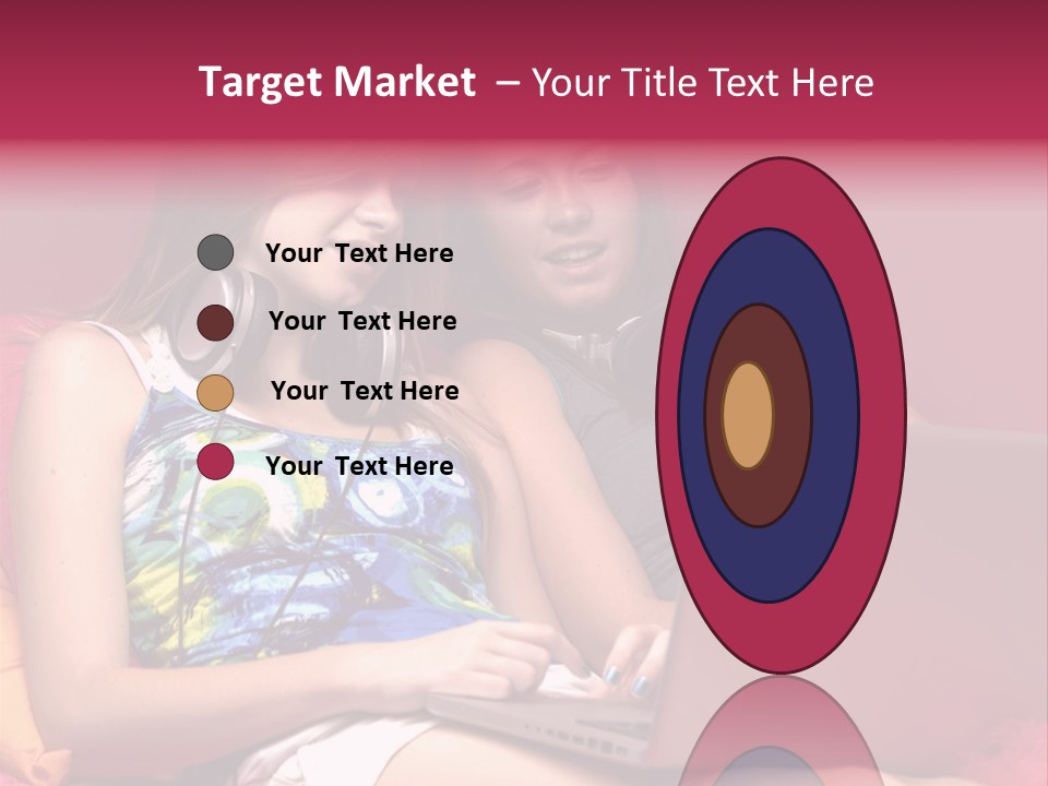 Two Girls Sitting On A Bed With Headphones On PowerPoint Template