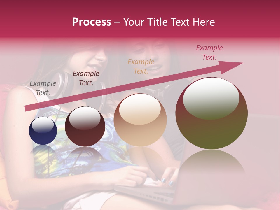 Two Girls Sitting On A Bed With Headphones On PowerPoint Template