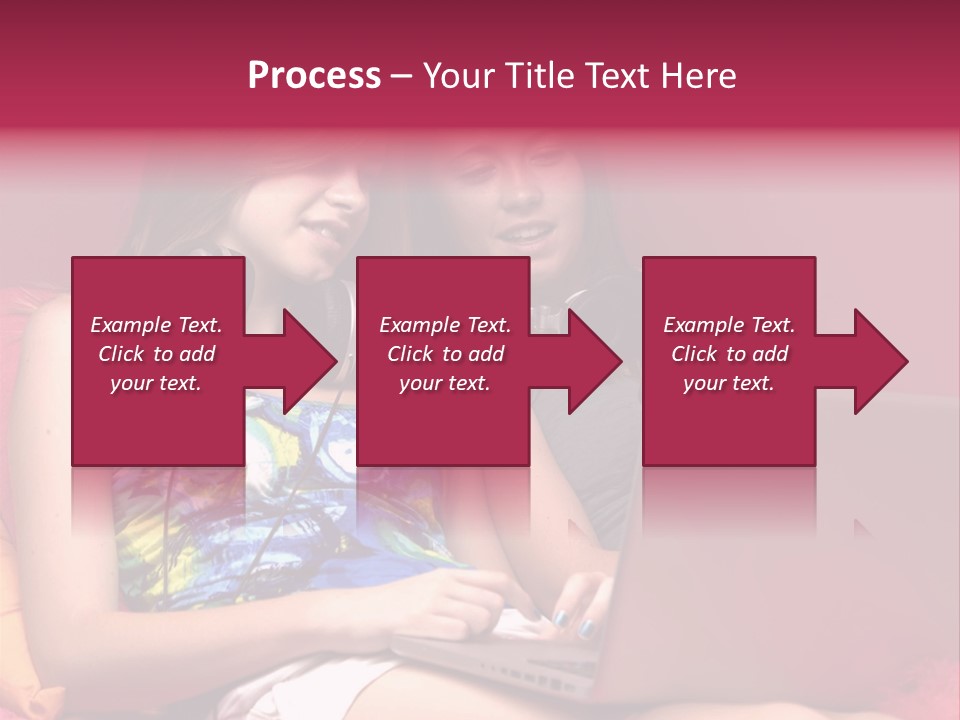 Two Girls Sitting On A Bed With Headphones On PowerPoint Template