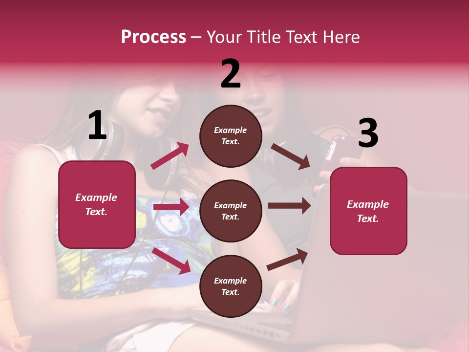 Two Girls Sitting On A Bed With Headphones On PowerPoint Template