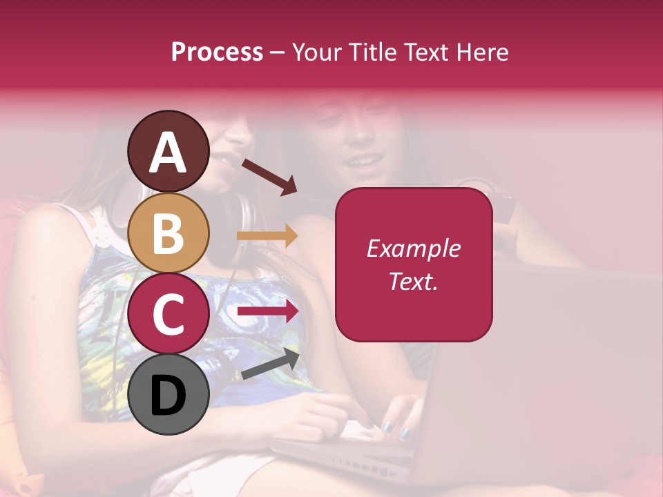 Two Girls Sitting On A Bed With Headphones On PowerPoint Template