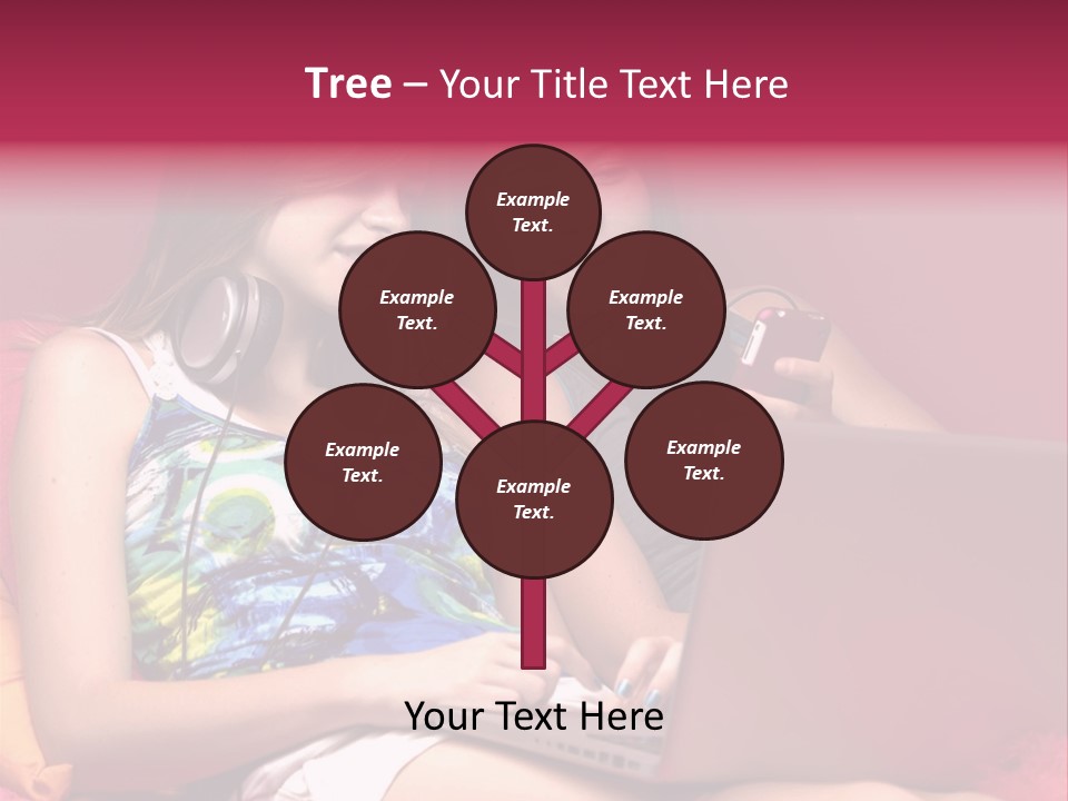 Two Girls Sitting On A Bed With Headphones On PowerPoint Template