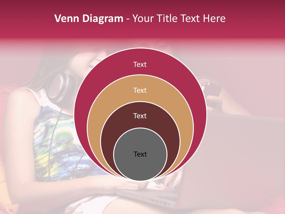 Two Girls Sitting On A Bed With Headphones On PowerPoint Template