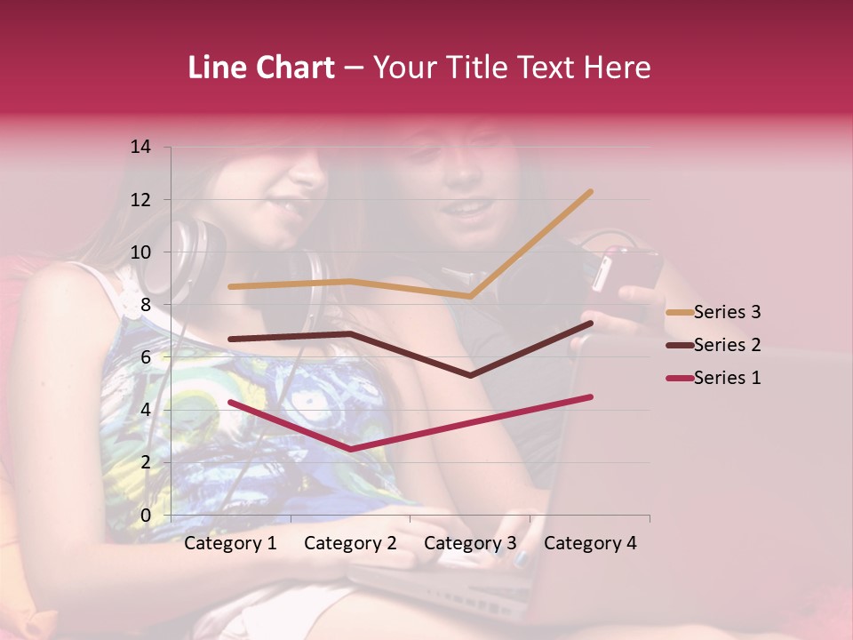 Two Girls Sitting On A Bed With Headphones On PowerPoint Template