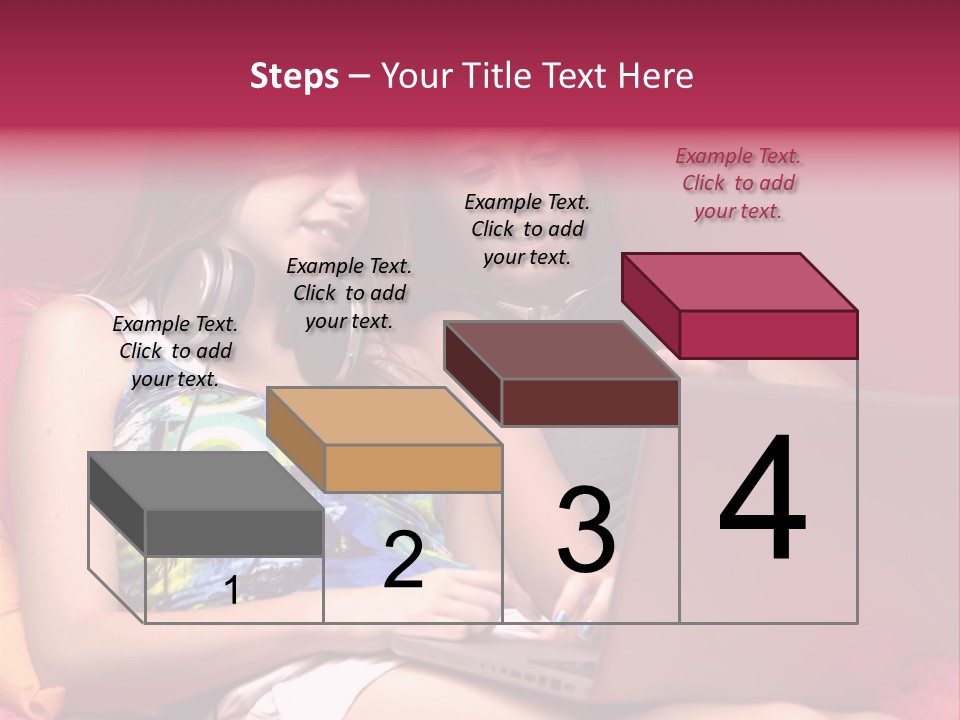 Two Girls Sitting On A Bed With Headphones On PowerPoint Template