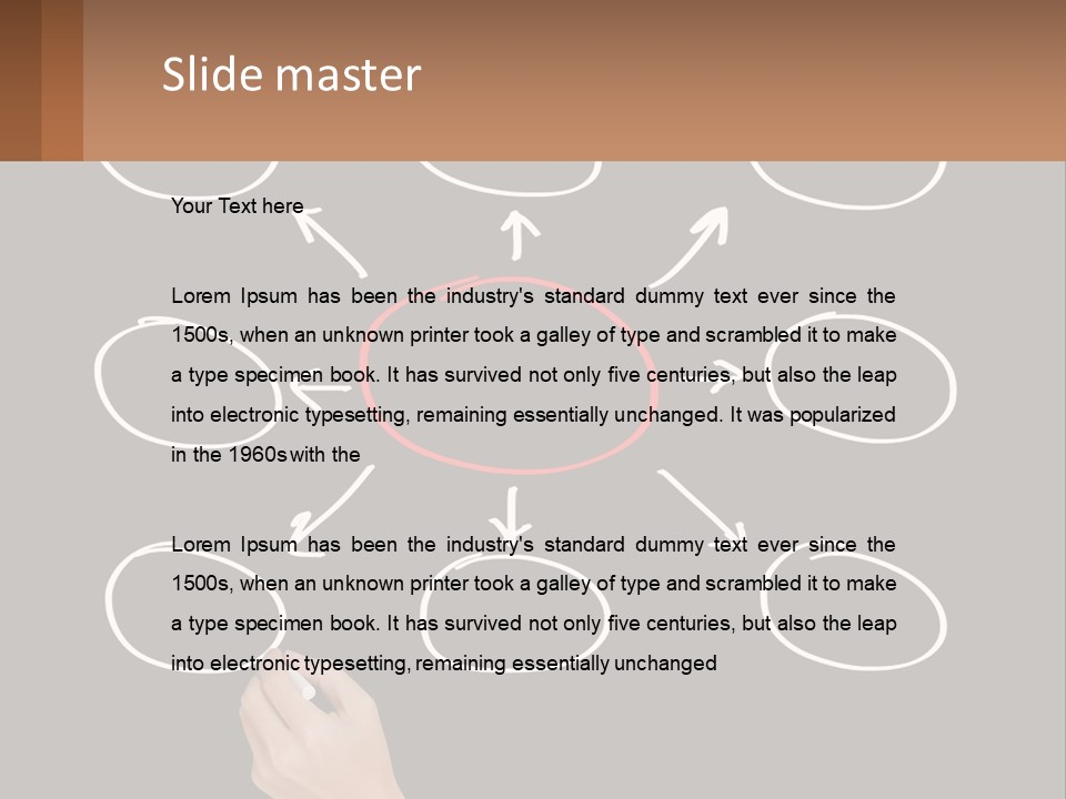 A Blackboard With A Red Circle And Arrows PowerPoint Template