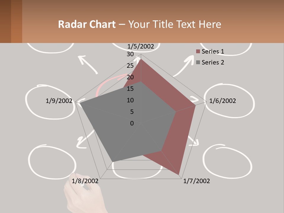 A Blackboard With A Red Circle And Arrows PowerPoint Template