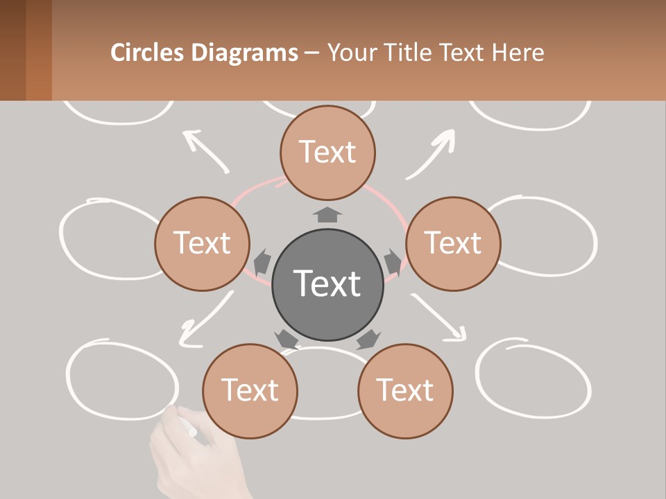 A Blackboard With A Red Circle And Arrows PowerPoint Template