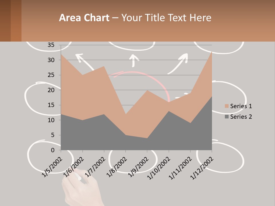 A Blackboard With A Red Circle And Arrows PowerPoint Template