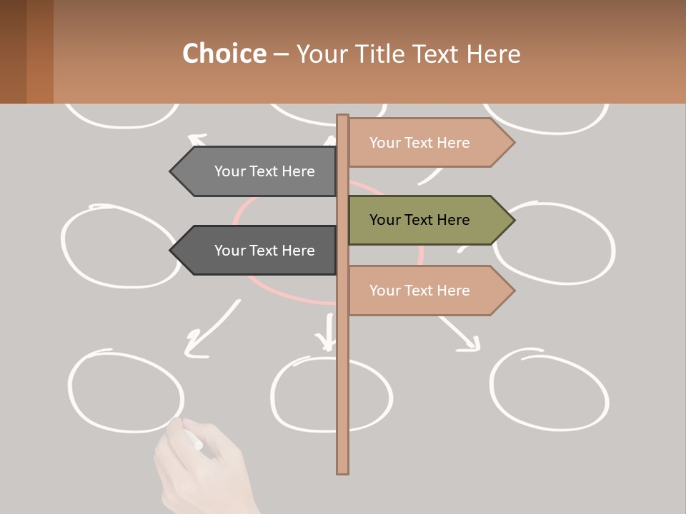 A Blackboard With A Red Circle And Arrows PowerPoint Template