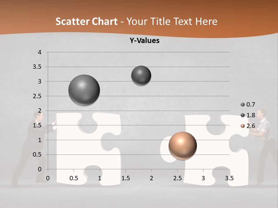 Two People Pushing Pieces Of A Puzzle Together PowerPoint Template