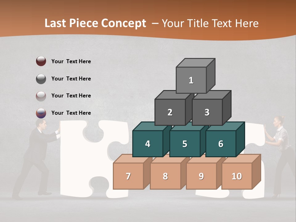 Two People Pushing Pieces Of A Puzzle Together PowerPoint Template
