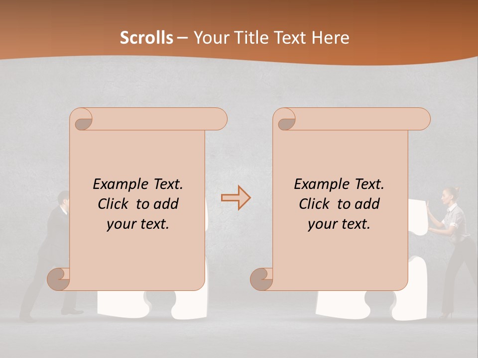 Two People Pushing Pieces Of A Puzzle Together PowerPoint Template