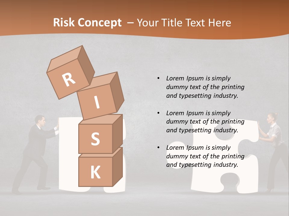 Two People Pushing Pieces Of A Puzzle Together PowerPoint Template