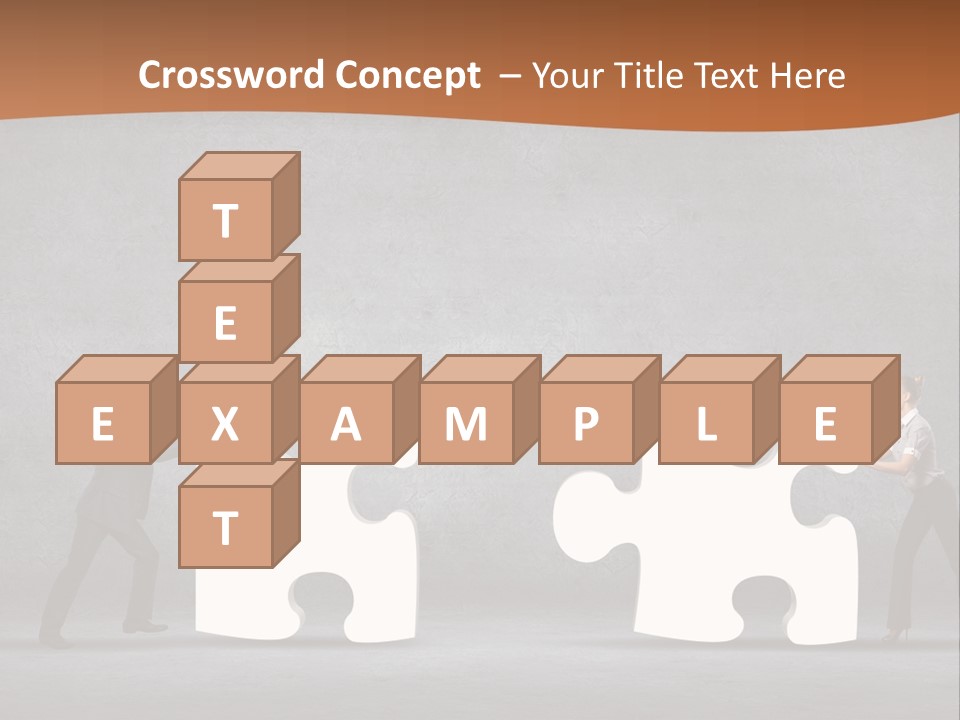 Two People Pushing Pieces Of A Puzzle Together PowerPoint Template