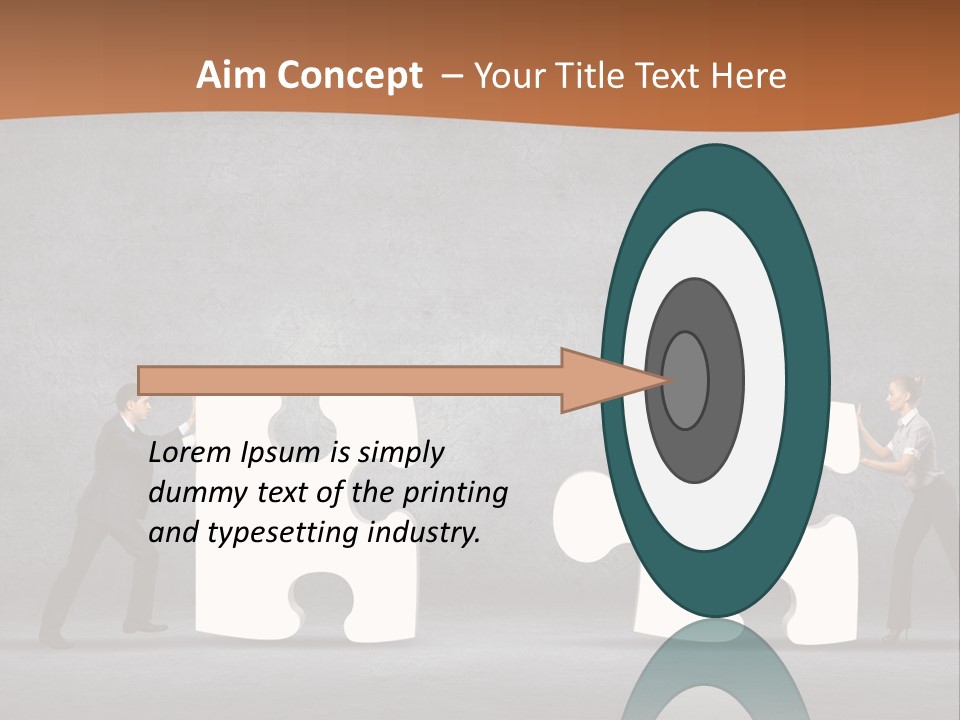 Two People Pushing Pieces Of A Puzzle Together PowerPoint Template