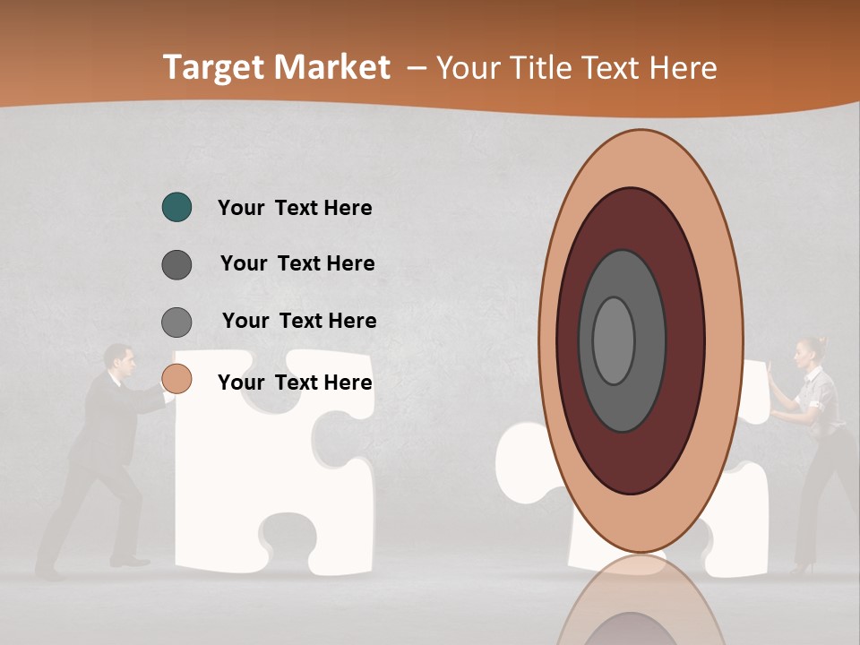 Two People Pushing Pieces Of A Puzzle Together PowerPoint Template