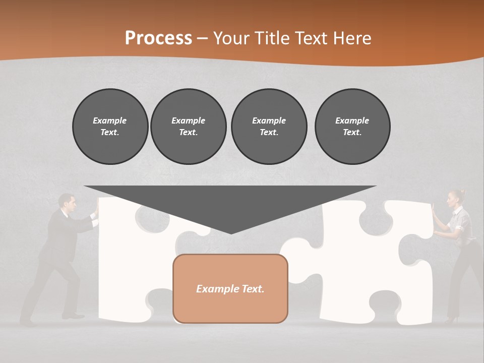 Two People Pushing Pieces Of A Puzzle Together PowerPoint Template