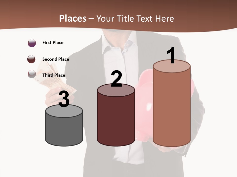 A Man In A Suit Holding A Piggy Bank PowerPoint Template