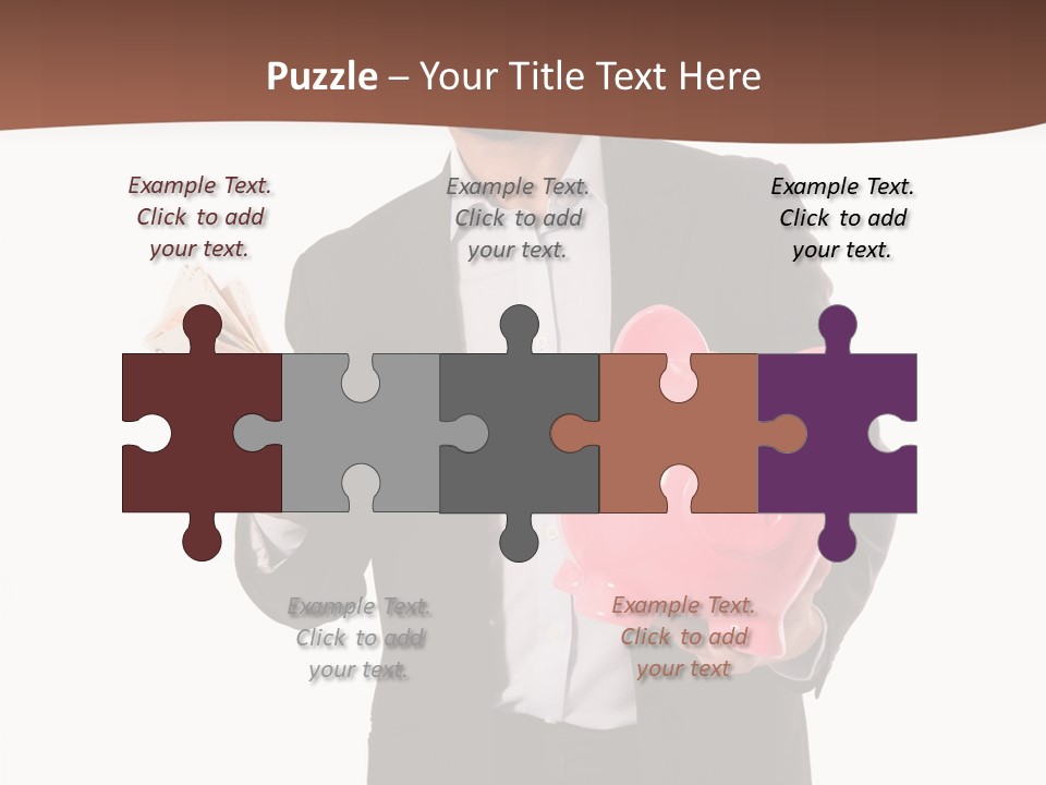 A Man In A Suit Holding A Piggy Bank PowerPoint Template