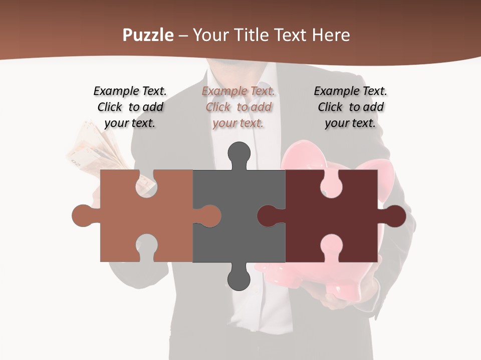 A Man In A Suit Holding A Piggy Bank PowerPoint Template