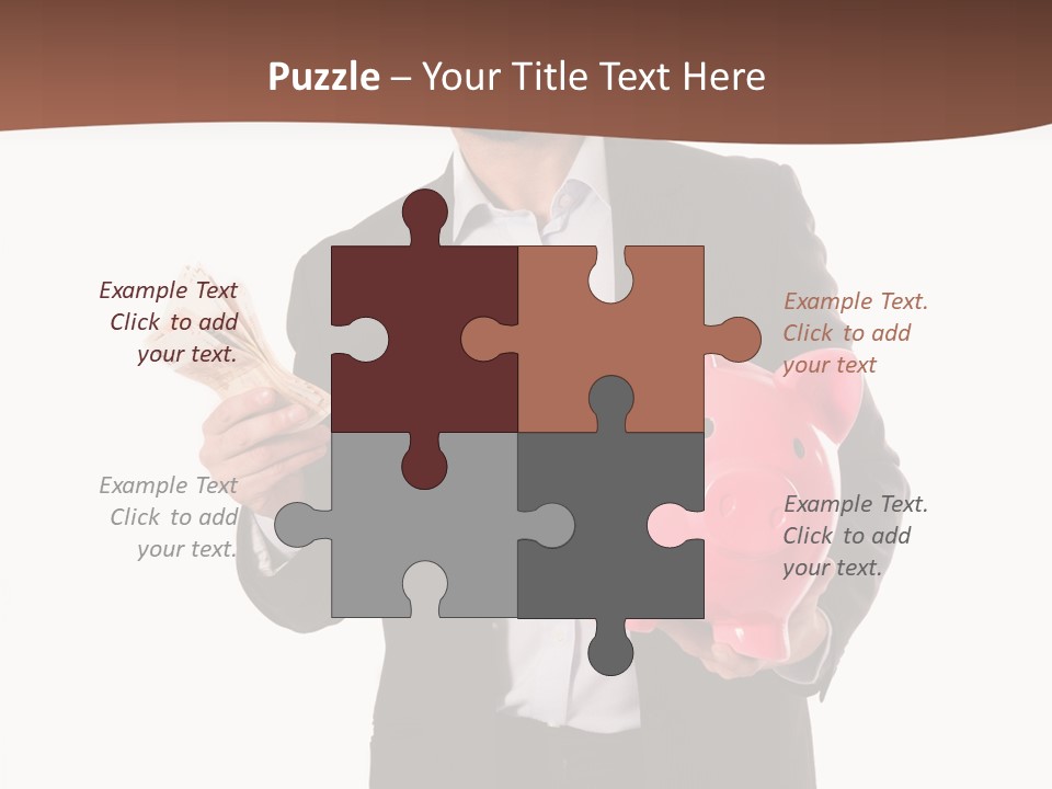 A Man In A Suit Holding A Piggy Bank PowerPoint Template