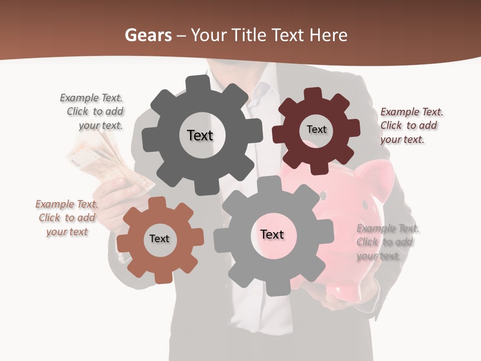 A Man In A Suit Holding A Piggy Bank PowerPoint Template